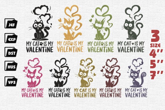 Review: Set of 9 Cat Valentine Embroidery for Craft Fairs