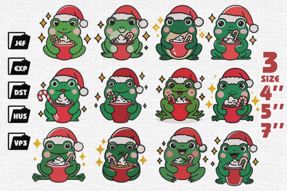 Reviewing 12 Cute Christmas Frog Embroidery Designs