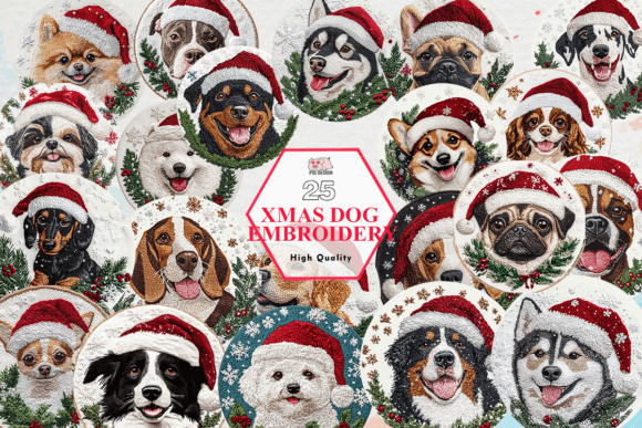 Reviewing Xmas Dog Embroidery Clipart PNG for Holiday Sales